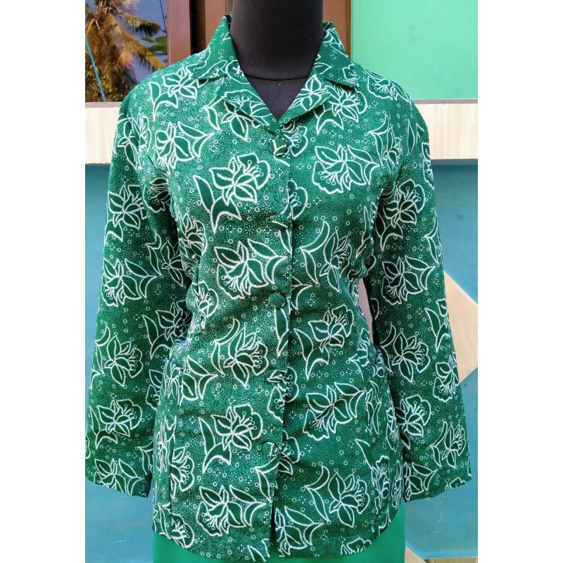 baju batik pkk hijau botol