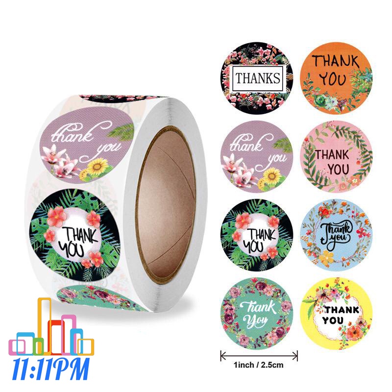 Stiker Terima Kasih / Sticker Thank you 500 Pcs / 1 Roll-8Motif