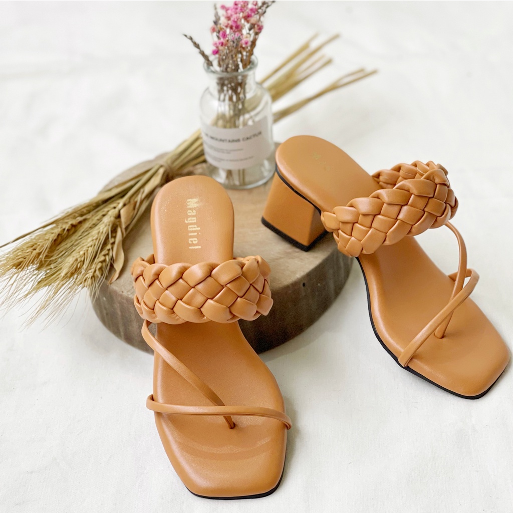 Sandal Hak Tinggi Warna Merah Terang Sendal Haihils Wanita High Heels Cewek Haigh Heal Pesta Murah M