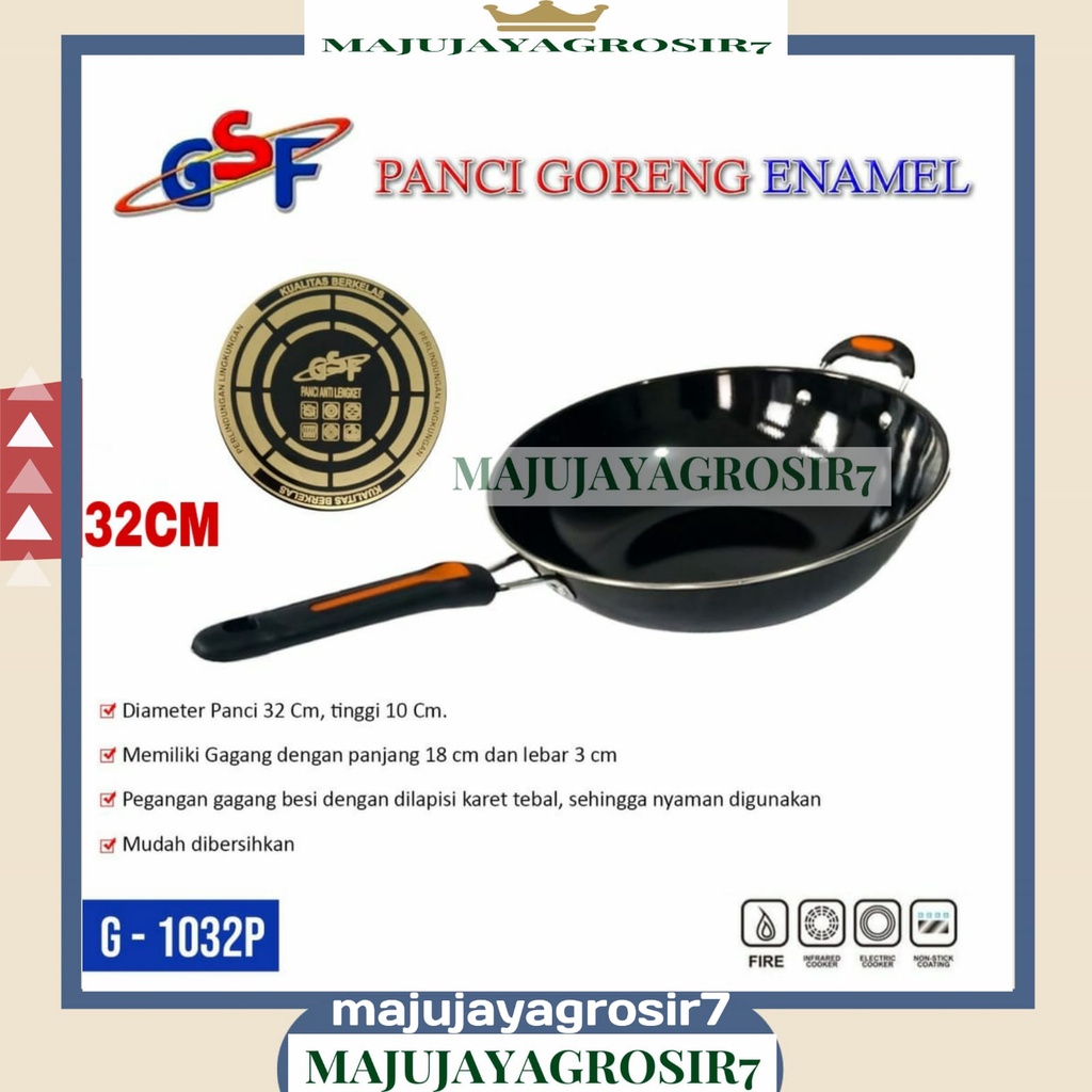 WAJAN GAGANG 32CM GSF / WAJAN GAGANG ANTI LENGKET ANTI LECET GSF 32CM / WAJAN GAGANG ENAMEL GSF 32CM