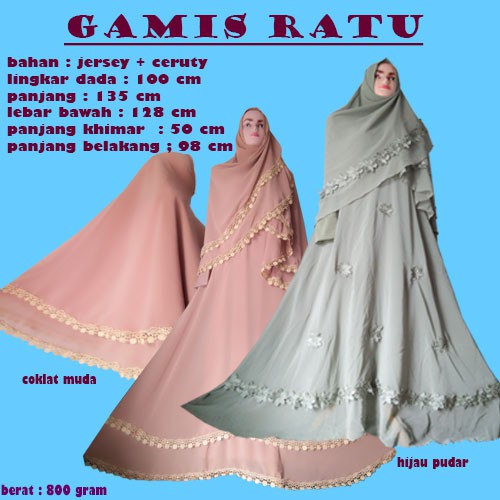 baju gamis wanita set khimar - gamis ratu