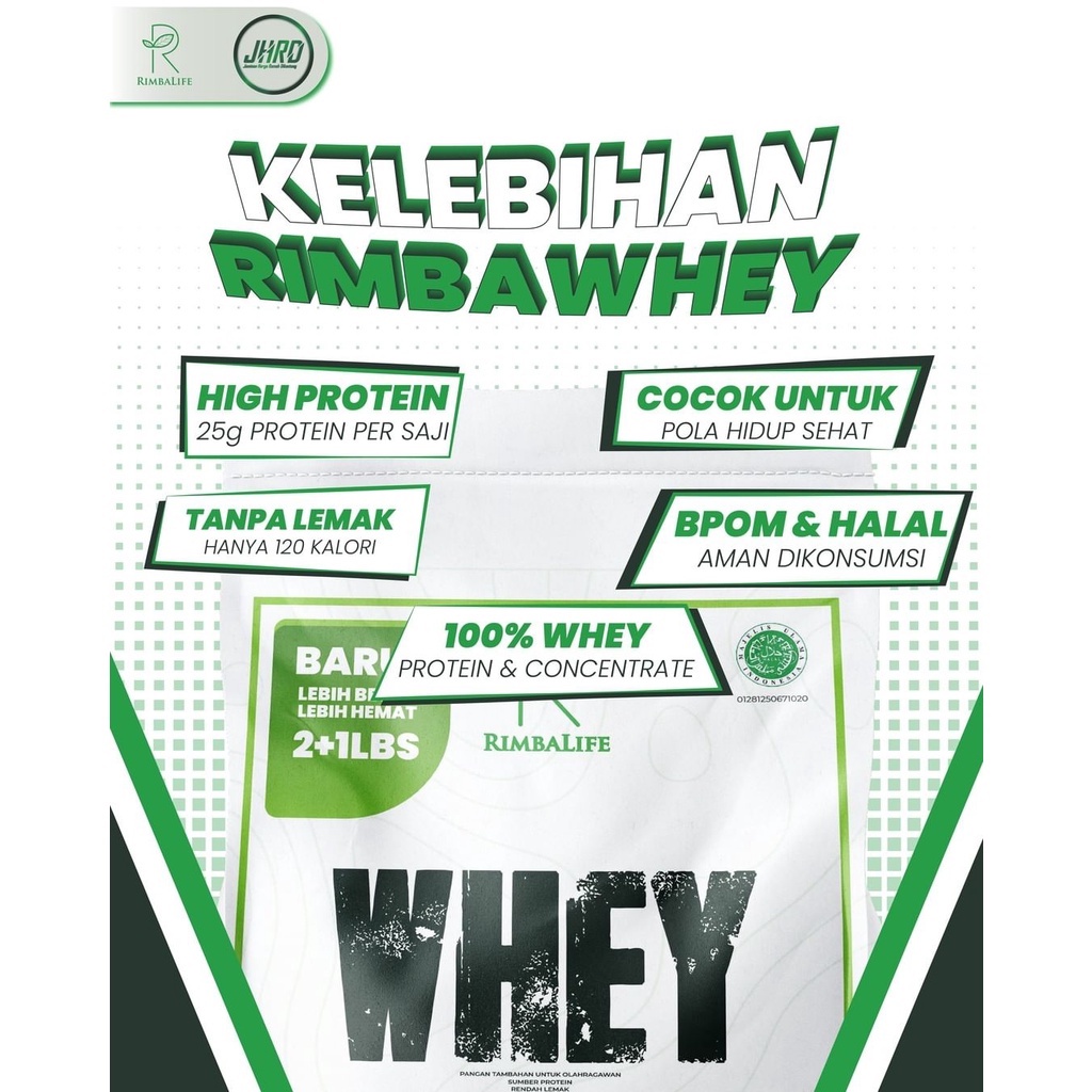 RimbaLife Rimba Whey 3lbs BPOM Halal MUI RimbaWhey Rimba Life Protein Concentrate Isolate Pro whey