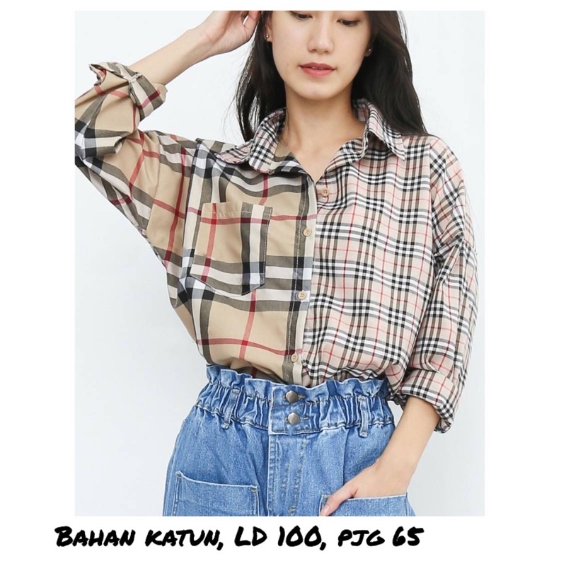 Kemeja casual wanita / kemeja kotak / shirt square / square blouse