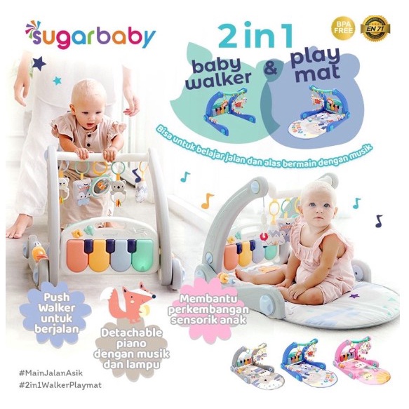 Sugar Baby 2in1 Baby Walker &amp; Playmat / Push Walker / Alat Belajar Jalan