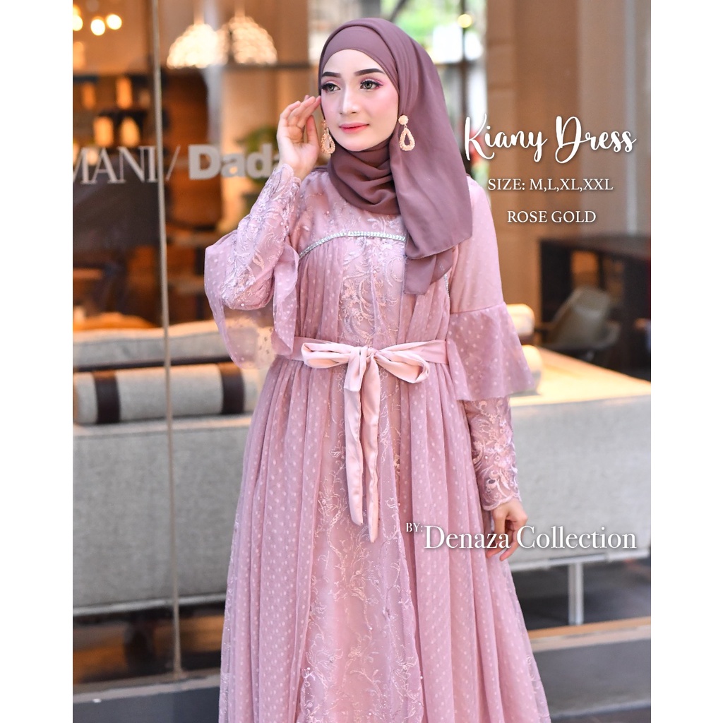 Kiany Dress / Kebaya Gamis Modern / Gamis Pesta Mewah / Dress Brukat Kondangan