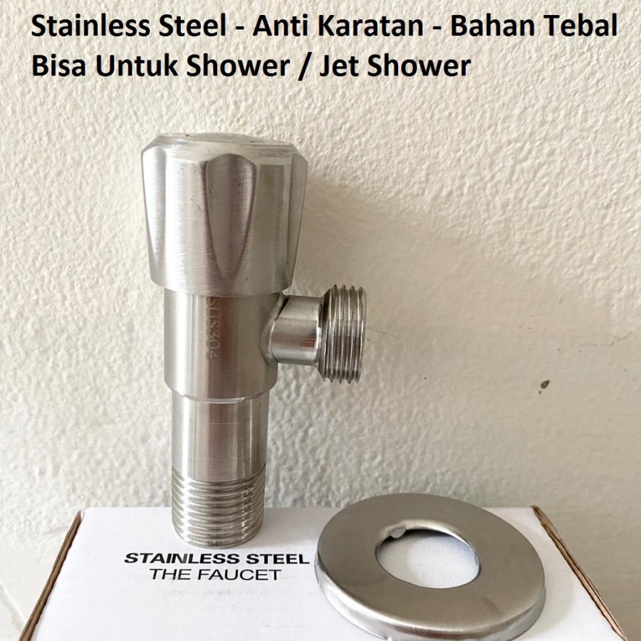 Stop Kran Keran Air Tembok 1 Cabang L Single Jet Shower Closet SUS 304