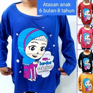 Kaos 3 bulan- 8 tahun Anak lengan panjang perempuan oblong atasan baju cewek muslim berdoa murah grosir