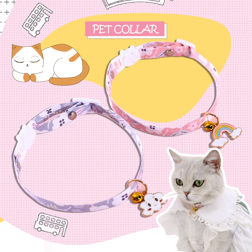 【TK】New Cute Pet Cat Collar Candy Color Rainbow Cloud Cat And Dog Cute Pendant Safety Collar Four Seasons General Pets Supplies