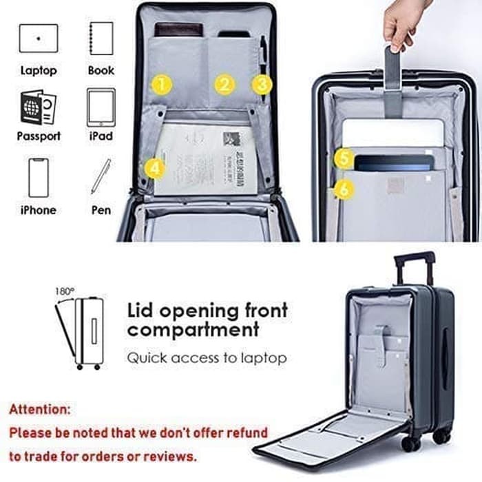 XIAOMI 90FUN Tas Koper Bisnis 20 inch Travel Trip Business Suitcase - Titanium Grey