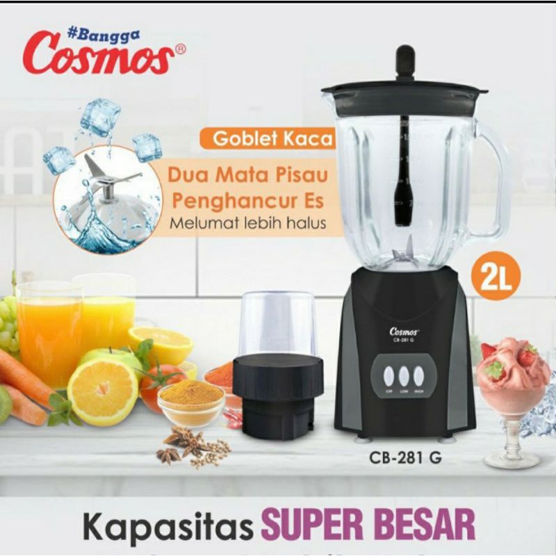 Blender Kaca Cosmos CB 282G 2 Liter Blender Beling Cosmos Big Capacity CB 282 G Pelumat Jus Blender Buah Juicer