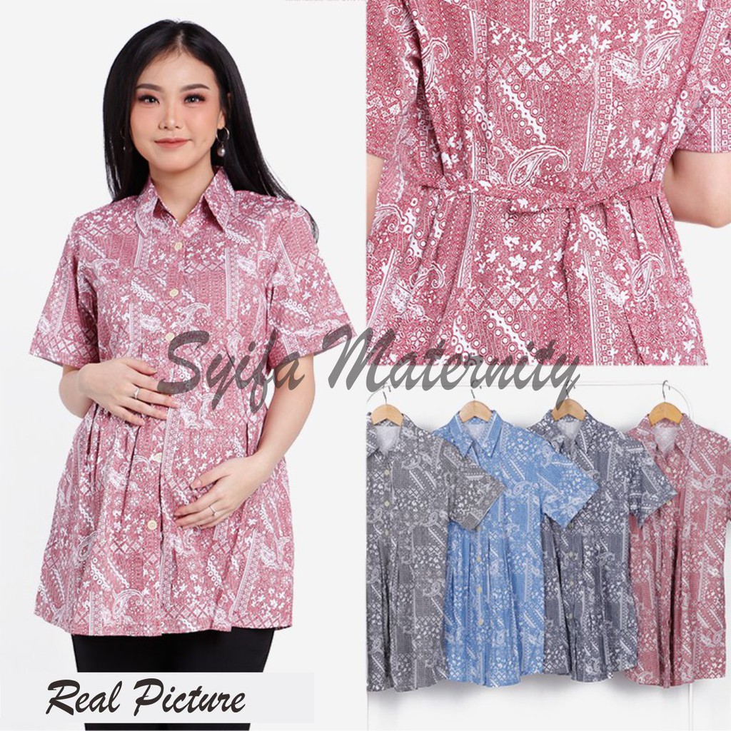 AT110 Baju hamil kemeja batik