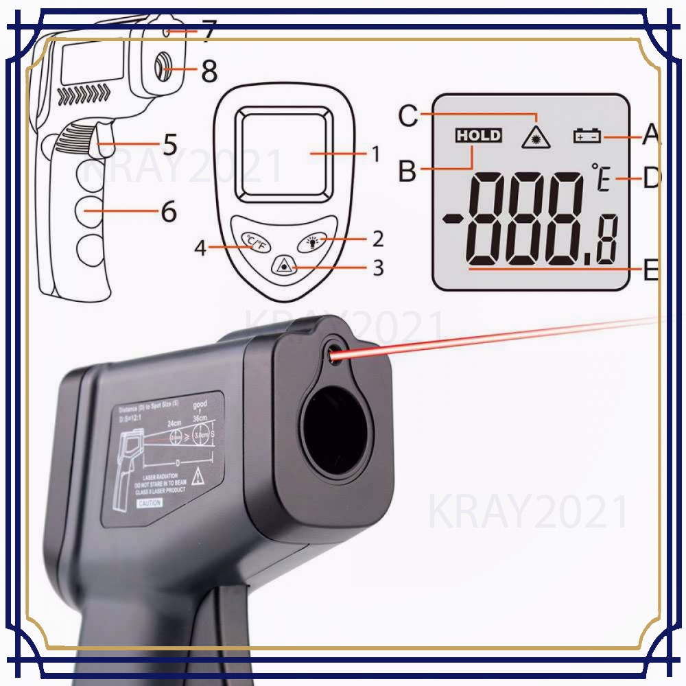 Thermometer Infrared Digital Handheld Non Contact - HL233