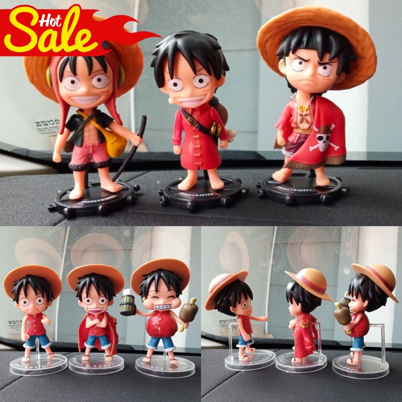 Pajangan Dashboard Mobil Figure One Piece LUFY 3 in 1 set