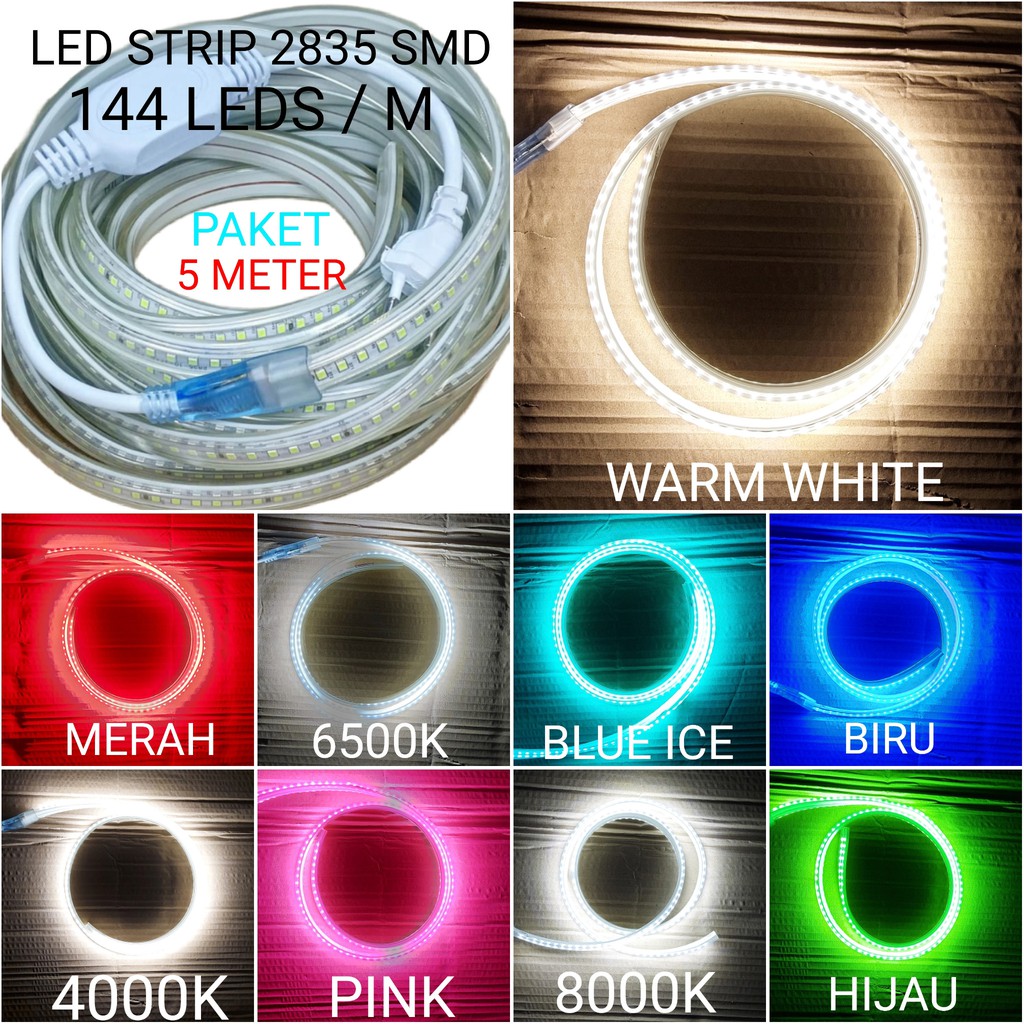 ⭐LDI⭐ PAKET 5M LAMPU LED STRIP 2835 SMD 144LEDS PER METER / KHUSUS PER 5 METER