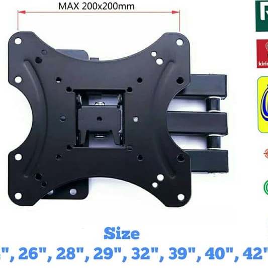 Bracket TV 32&quot;, 40&quot;, 42&quot;,43&quot; Lengan Swivel