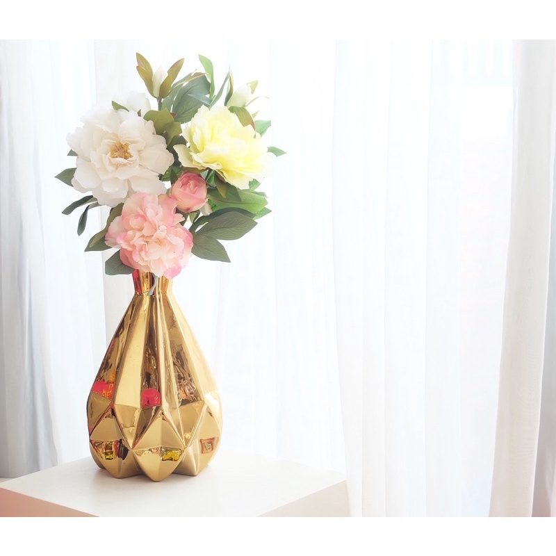 Full Set Vas Bunga Keramik London & Premium Peony Jumbo