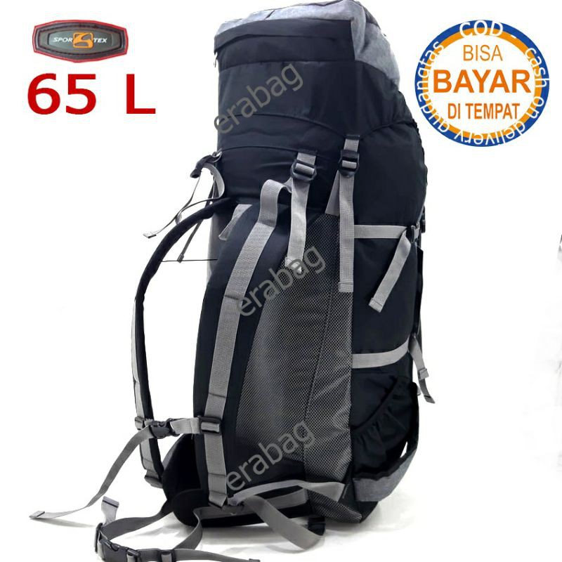 TAS GUNUNG SPORTEX TAS CERRIR TAS HIKING 65L HITAM ABU 0207