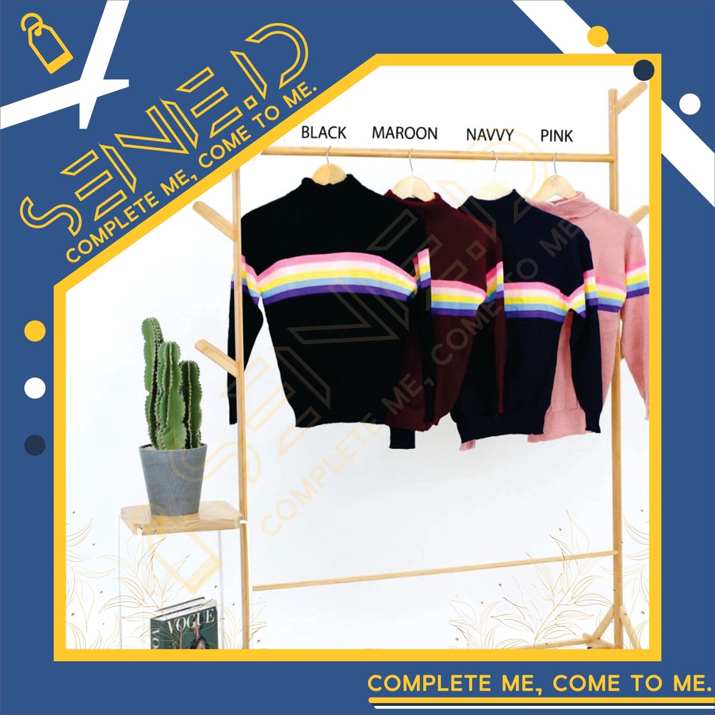 SWEATER RAJUT WANITA / SWEATER MOTIF GARIS