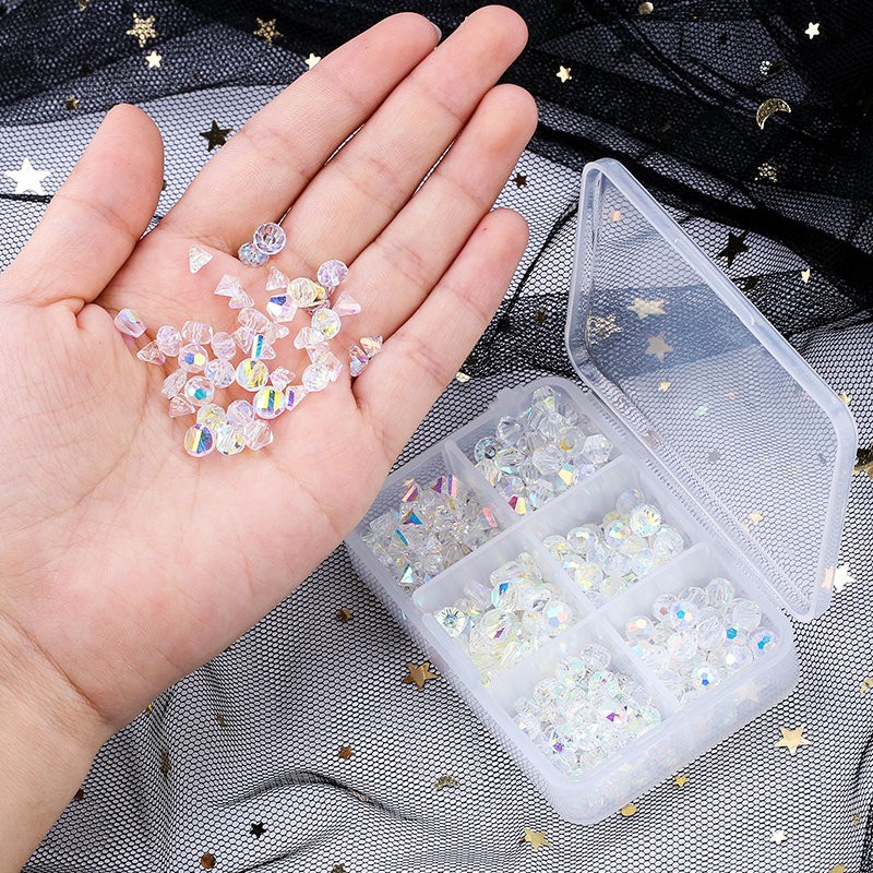 Super mengkilap 6mm manik-manik kaca bentuk campuran pesona longgar manik-manik perhiasan Spacer untuk membuat perhiasan aksesoris kerajinan DIY 350 pcs / box