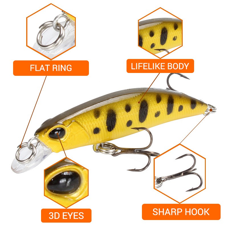 1Pcs 6.8cm/4g Fishing Lure 3D Eyes Lifelike Skin Slow Sinking Minnow Bass Swimbait Freshwater Saltwater Fishing Bait