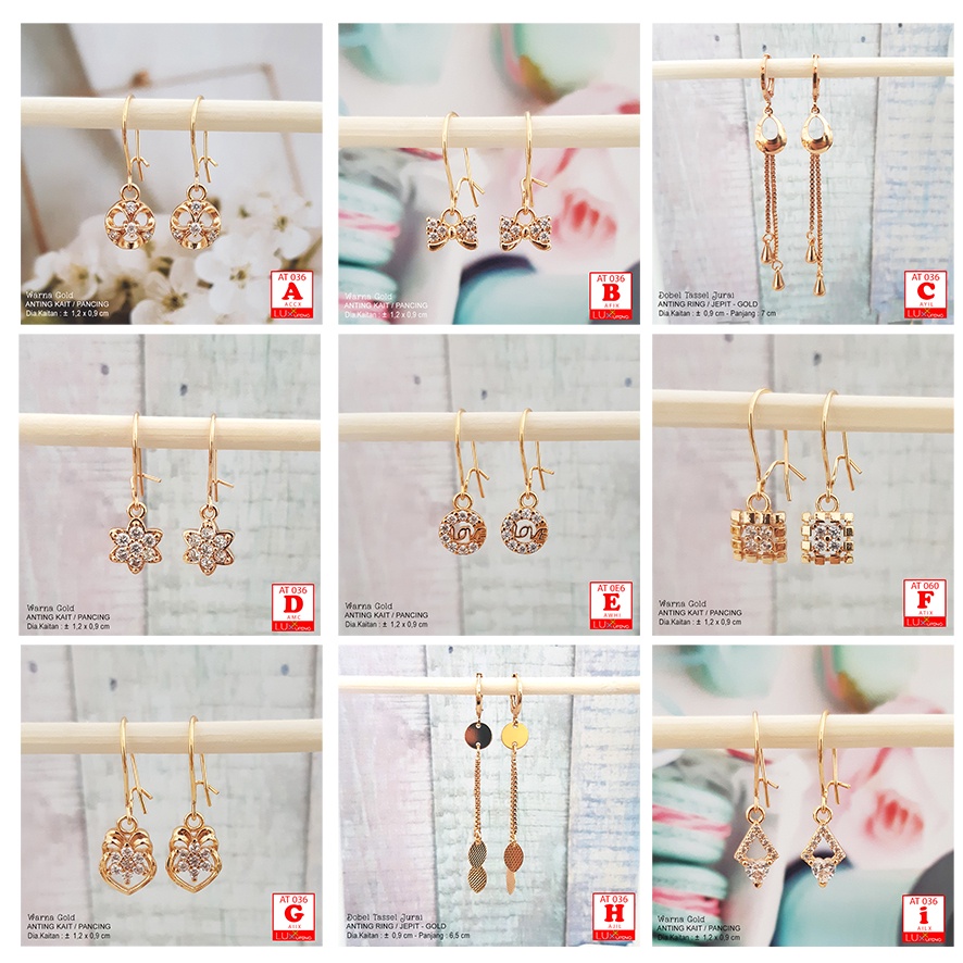 AT 036 Anting Xuping Jurai Tassel Dewasa Lapis Emas Imitasi Merk Yaxiya dan Meilin Aksesoris Wanita Luxx Xuping