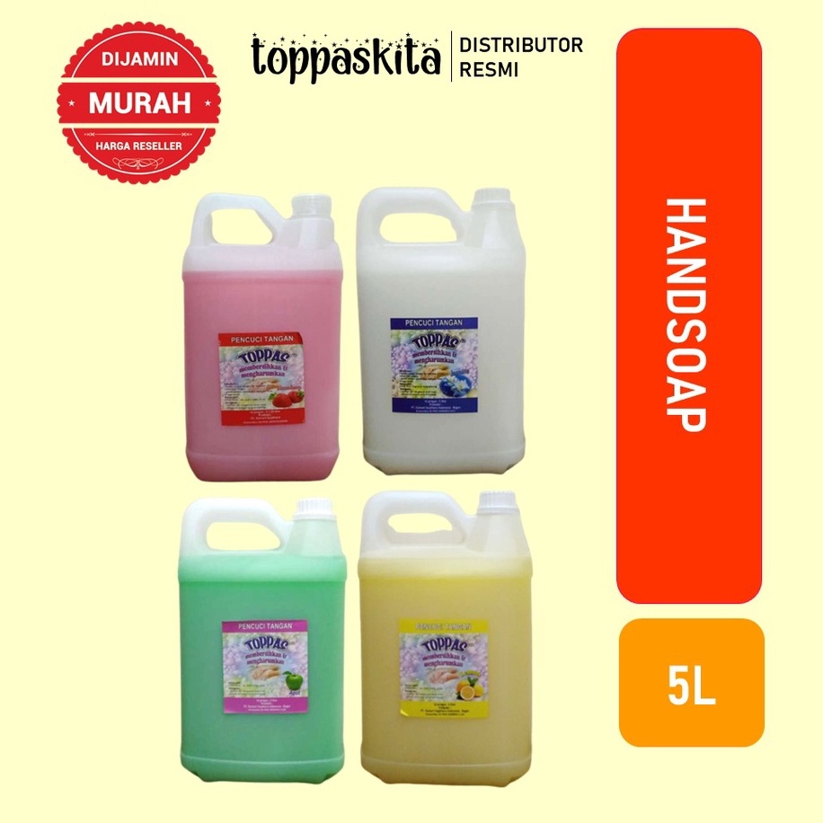 Toppas Sabun Cuci Tangan Cair 5 liter / Hand Soap Wangi Lembut Termurah