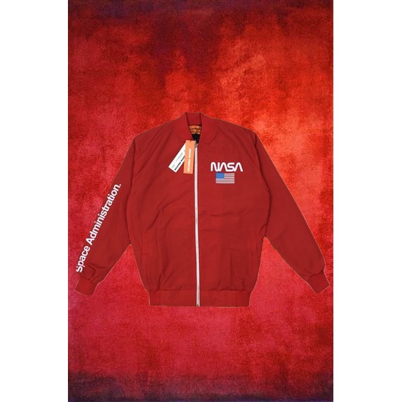 JACKET BOMBER NASA HERON PRESTON ZIP RED LOGO PREMIUM HIGH QUALITY HYPEBEAST