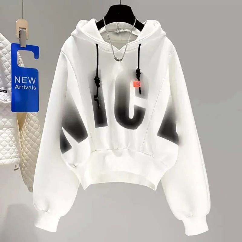 NICL Hoodie Sweater Oversize Wanita Motif Simple Fashion Terkini Korean Jacket Casual OOTD