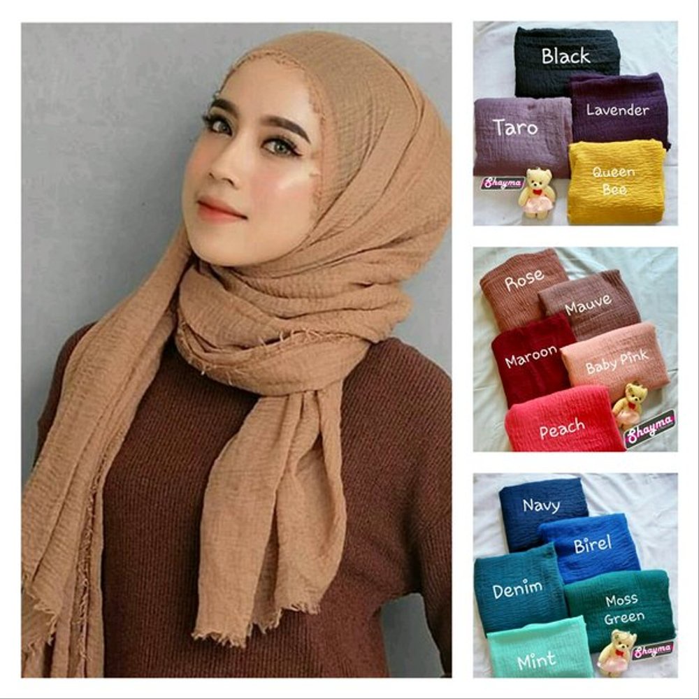 pashmina kusut polos / hijab pashmina crinkle premium-3