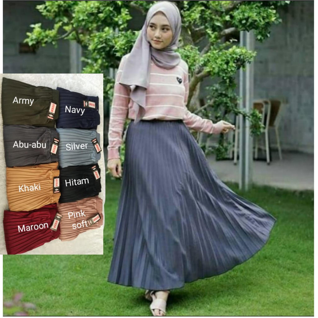 Rok Plisket Bahan Wafle Tebal Termurah