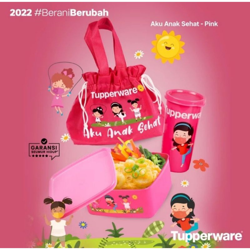 Tupperware Kids Lunch Set Aku Anak Sehat - Pink