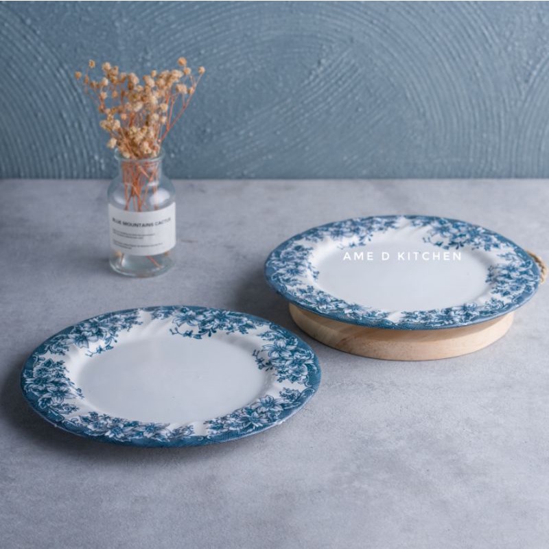 SALE Piring salad keramik motif bunga biru monalisa england