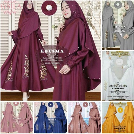 HABIBAH SYAR'I + KHIMAR Mosscrape Baju Gamis Wanita Hijab Muslimah Murah Baju Model Terbaru Kekinian