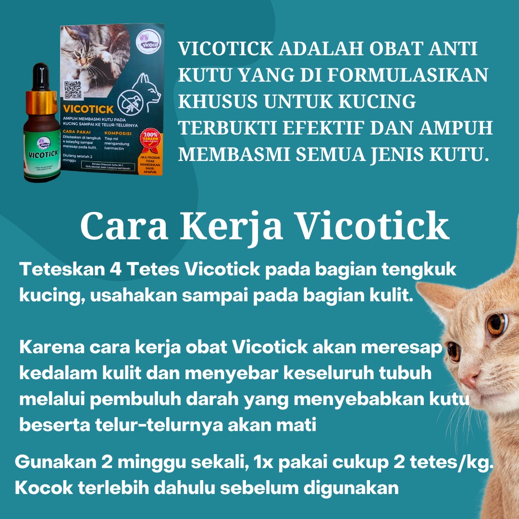 Obat Kutu Kucing VICOTICK Ampuh Basmi Kutu Aman Untuk Kitten Manjur Basmi Kutu Sampai Telor Bisa Untuk kucing Hamil Menyusui Anti Kutu tetes