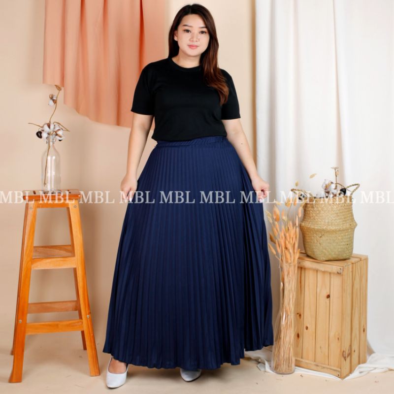 (02) MBL Rok Plisket Payung Pleated Skirt Jumbo XXXL