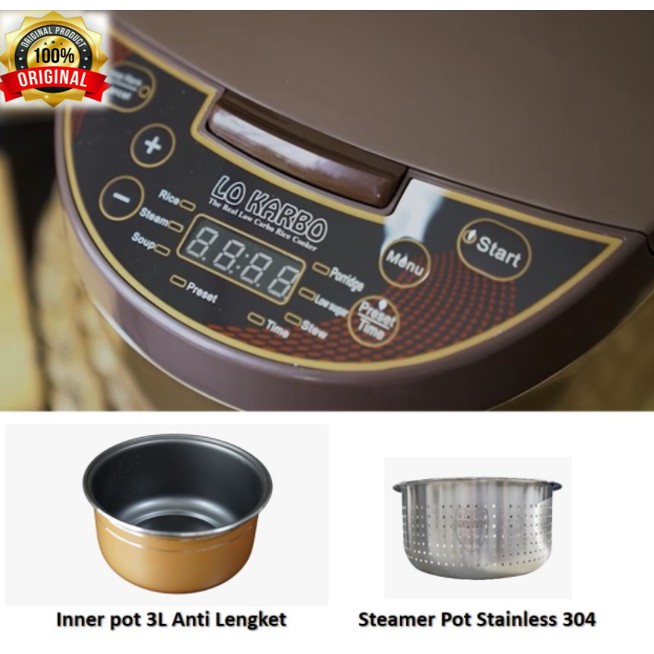 LO KARBO Low Carb Rice Cooker - Low Carbo RiceCooker Rendah Gula Sugar (Free Ongkir Sameday)
