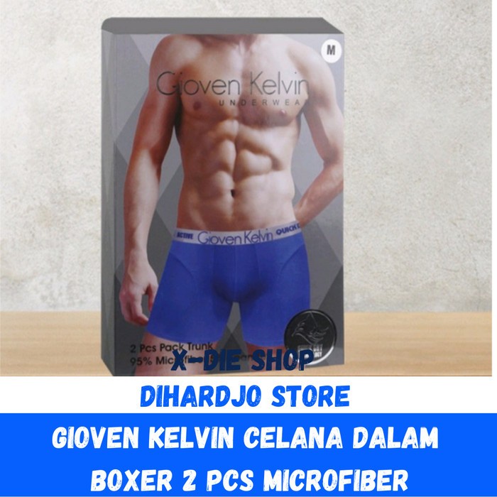 GIOVEN KELVIN Celana Dalam Pria Boxer Panjang Isi 2 Pcs Microfiber