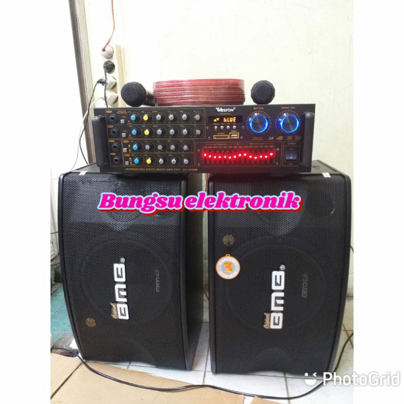 Paket speaker karaoke BMB 10 inch dan Amplifier usb, bluetooth kualitas terbaik