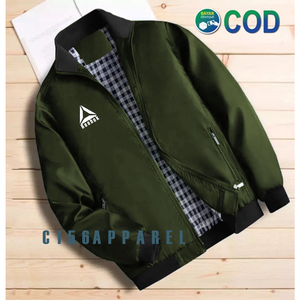 Jaket Semi Anti Air Musim Dingin Outdoor Indoor Premium REI-HIJAU ARMY REBOK