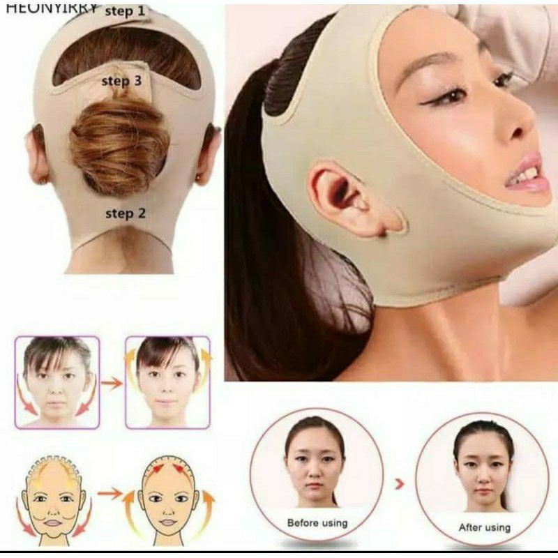 SABUK PENIRUS PIPI 3D SHAPE OVAL FACE SLIMMING BELT DOUBLE CHIN - COKLAT