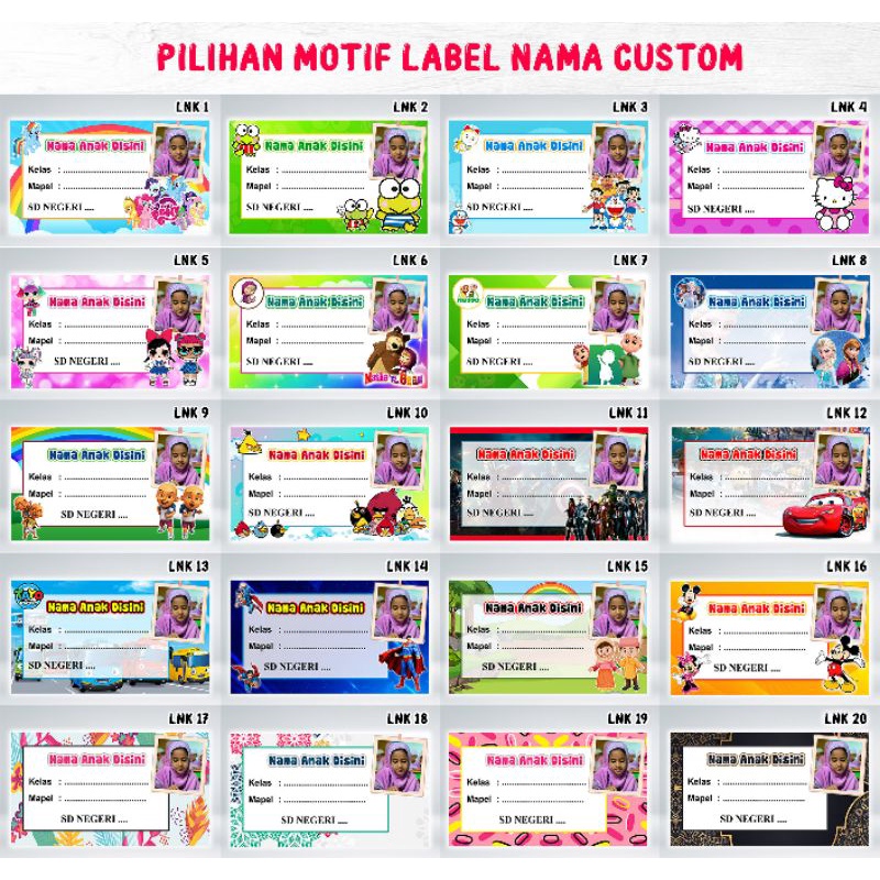 

LEBEL NAMA CUSTOM ANAK / UNTUK BUKU MATA PELAJARAN