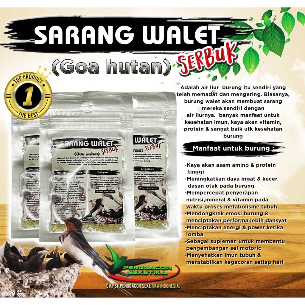 Vitamin Burung Sarang Burung Walet Hancuran Serbuk