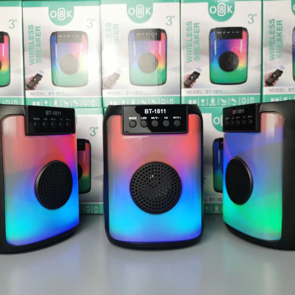 Speaker Bluetooth RGB Led BT-1811 Portable Wireless Speaker BT-1811 Led