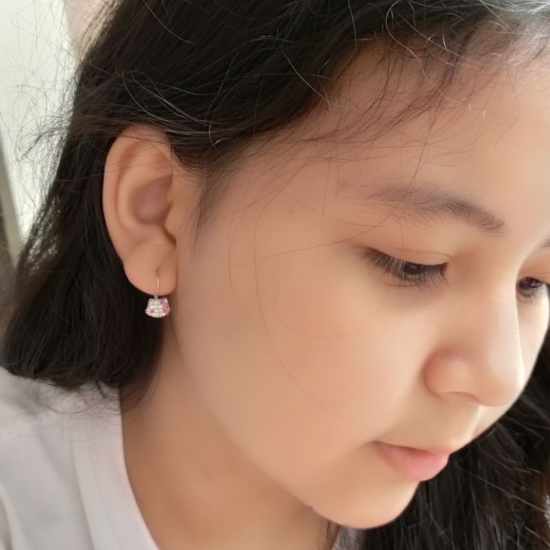 Anting Anak Perak Asli Silver 925 Lapis Emas Model Hello Kitty - Perhiasan Perak Anak