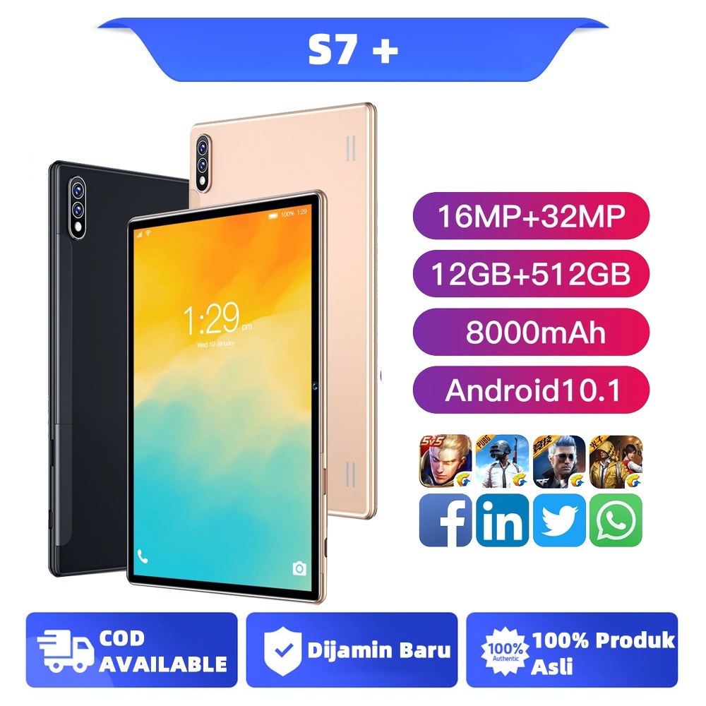 [Pendatang Baru] Galaxy Tab S7 Pendidikan Online Android Tablet PC Asli Kuat Panggilan Dual SIM 4G Tablet PC Kapasitas Besar 12GB+512GB 8.0 Inch Tablet PC Murah Pelajar Belajar Tablet PC