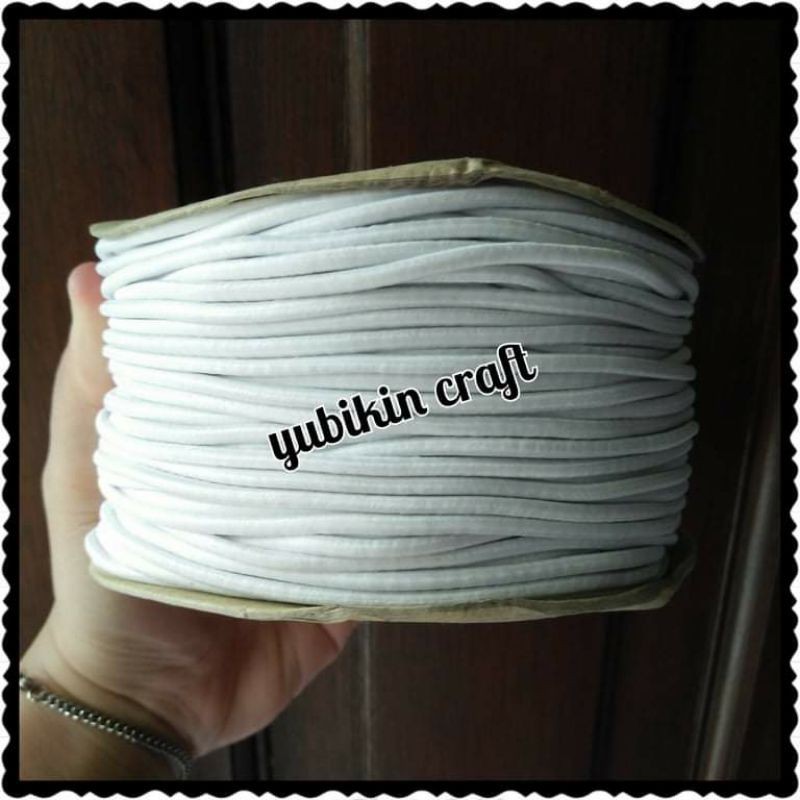 

1 Meter Tali Karet Bulat 2,5mm Warna Putih. Elastic Elastis.