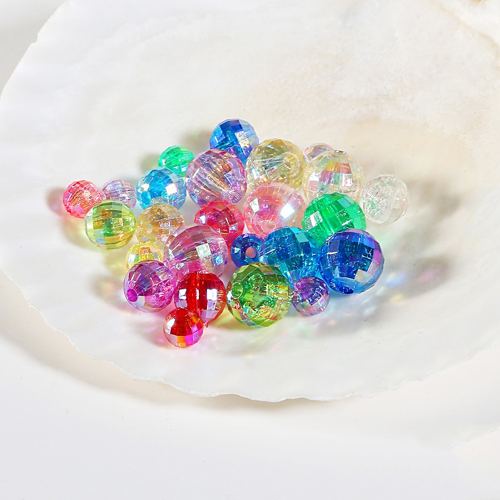 50/100PCS Faceted Acrylic AB Symphony Beads Transparent mixed color AB beads For DIY jewelry making accessories