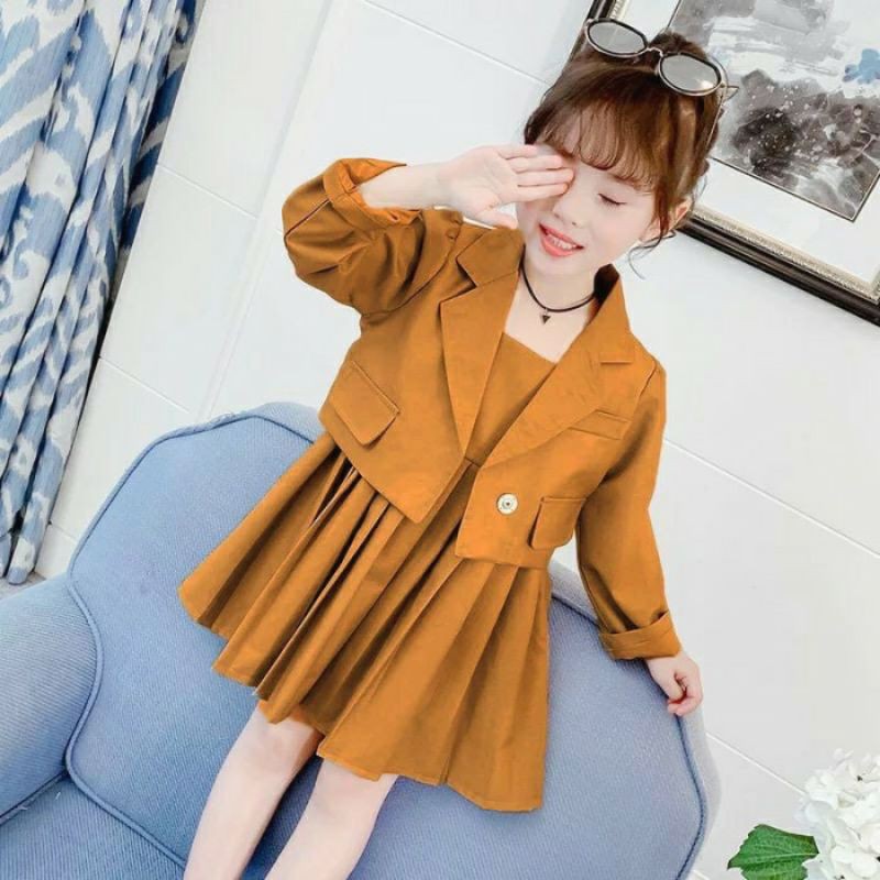 Setelan Baju Anak Perempuan Usia 4 5 6 Tahun-Setelan Dress Anak Cewek New-Dress Anak Casual Wanita