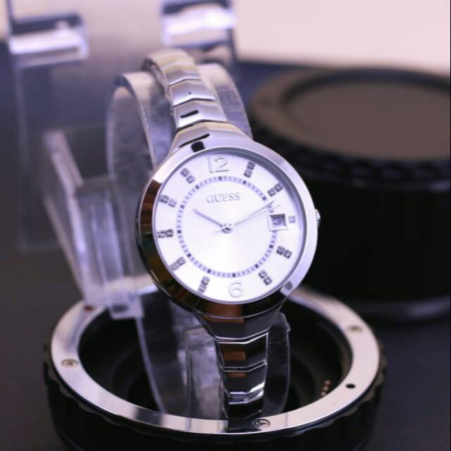 Jam tangan wanita guess tgl Rante mini silver batok putih