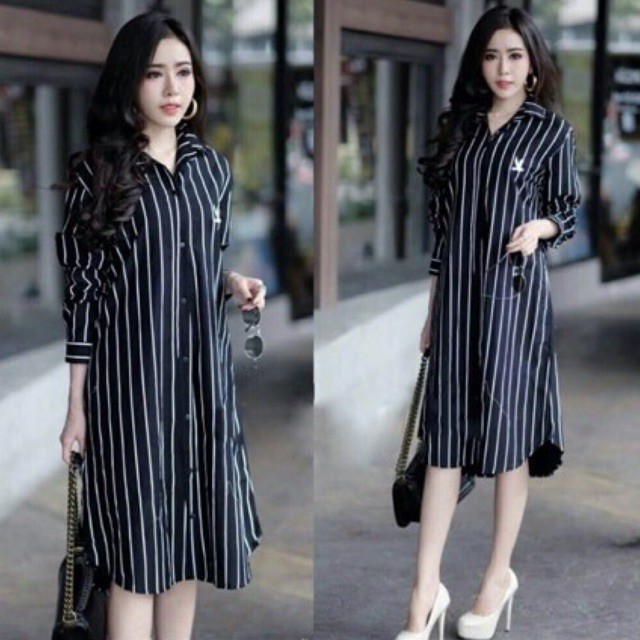 CLOTHINGICON DRESS KEMEJA STRIPE PLAYBOY